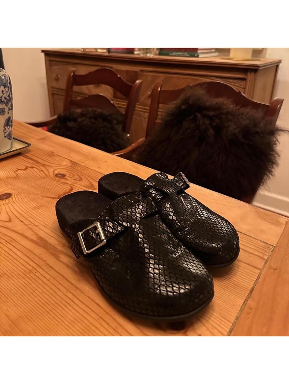 Vionic Black Pattern Mules with Buckle - Picture 5 of 5